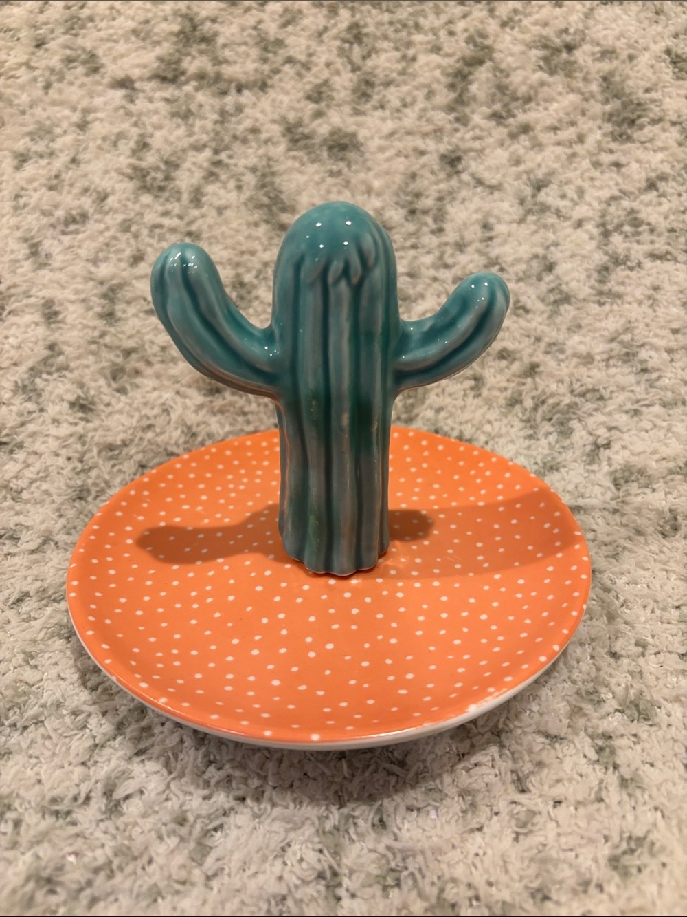 Southwest Ceramic Teal Cactus Ring Jewelry Trinket Dish NWT Sass & Belle 5x4”